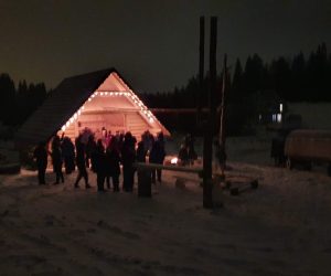 Biesiada góralska podczas kuligu